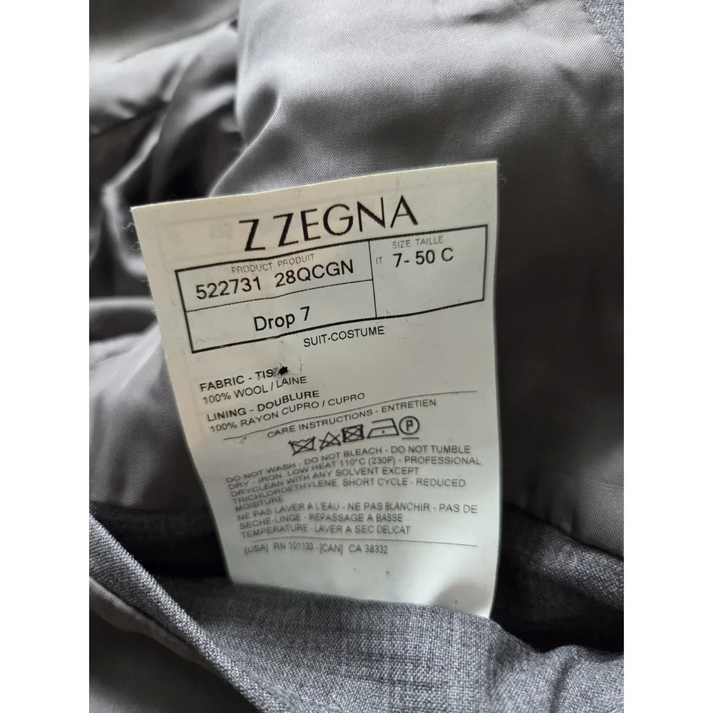 Z Zegna Mens 40R Gray 100% Wool Slim Fit Drop 7 Two Piece Suit Luxury Formal